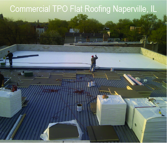 Commercial Flat Roof TPO In Progress in Naperville IL 60564, 60540, 60565, 60563
