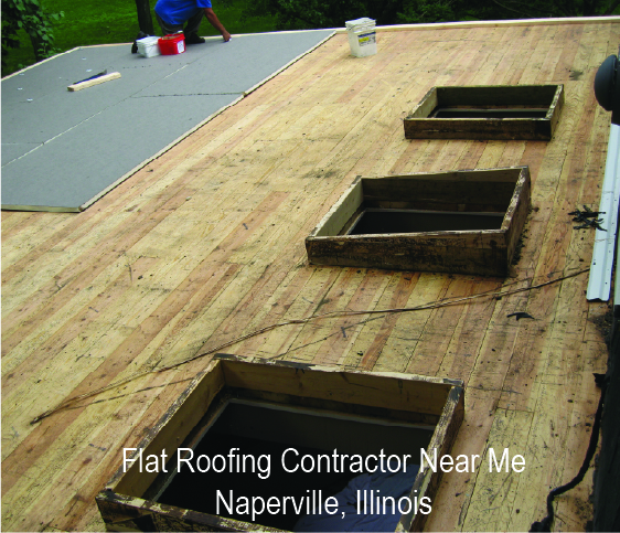 Flat Roof in progress for home in Naperville IL